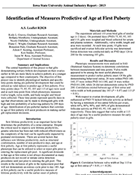 Image of Publication Identification of Measures Predictive of Age at First Puberty